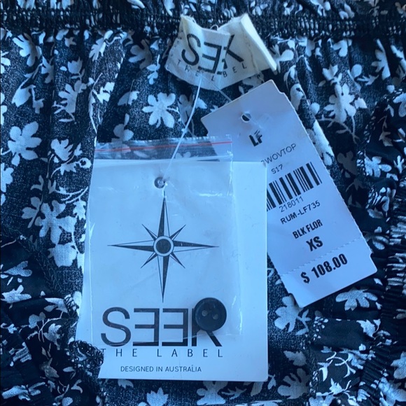 Seek The Label Floral Frill Trim Bardot Crop Top - Picture 4 of 5